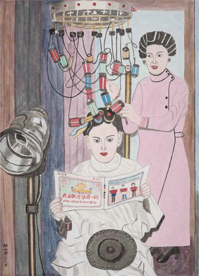 美发系列之九，纸本水墨，69x46cm，2016,素人艺术 | AAP参展艺术家介绍：罗秀芳，撇撇，邵炳凤，沈莹璐，石旦真彭措,罗秀芳,素人艺术,AAP,邵炳凤,沈莹,收藏,绘画,纸上水彩,Project,AlmostArtProject