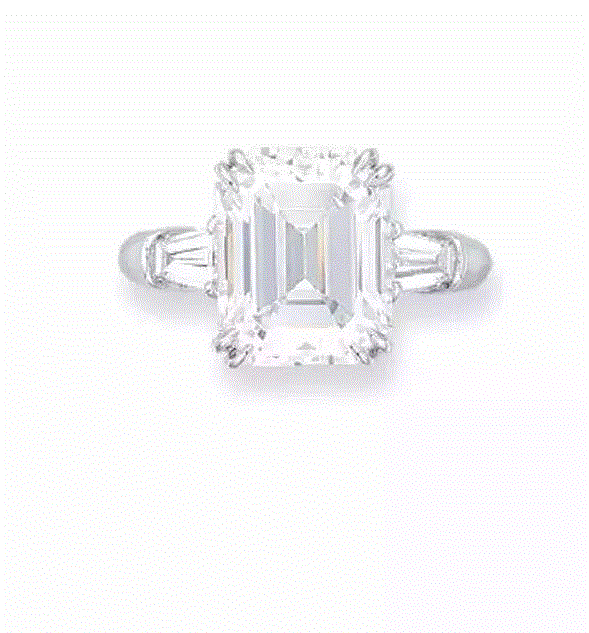 拍品編號 19255.33克拉長方形F/VVS2(極優打磨)鑽石戒指Harry Winston設計估