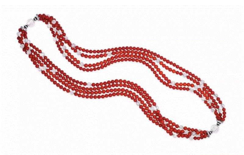 珊瑚珠項鍊Scavia 設計估價：港元 120,000 -180,000,締造傳奇 — 瑰麗珠寶香港秋拍精選,香港秋拍,珠寶,拍品,品牌,拍賣,Tiffany,Scavia,戒指,Cartier,鑽石