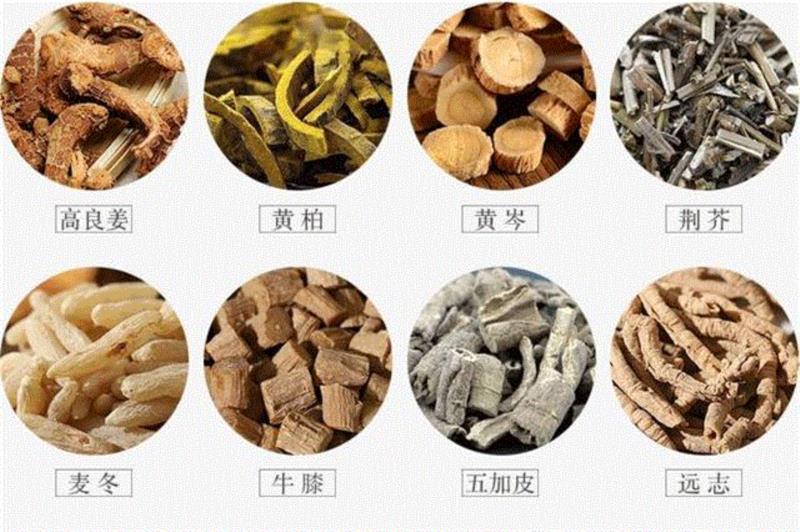 ▲ 不太常见到的远志和麦冬，用于失眠和健忘，有安神催眠作用。中医认为用五加皮泡脚，能缓解筋