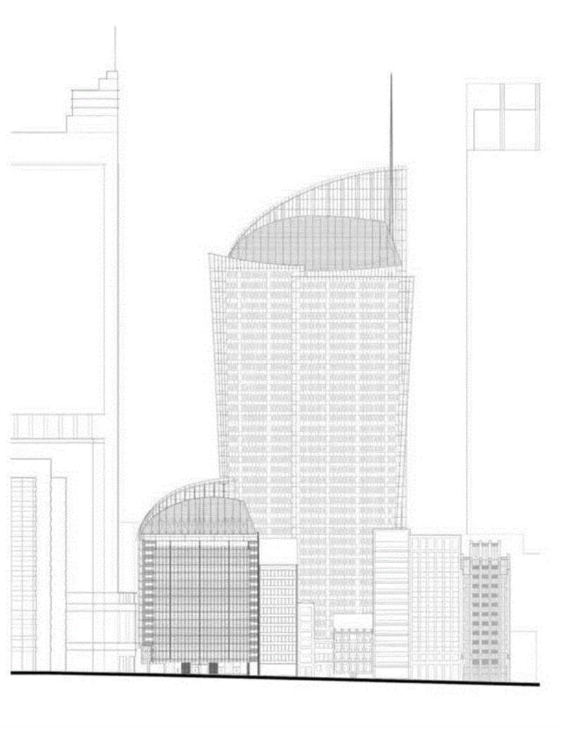 立面图,黑客帝国拍摄地:Aurora Place / 伦佐·皮亚诺建筑工作室,黑客,Aurora,Place,伦佐·皮亚诺建筑工作室,建筑,悉尼,Gollings,住宅,开发,Martin