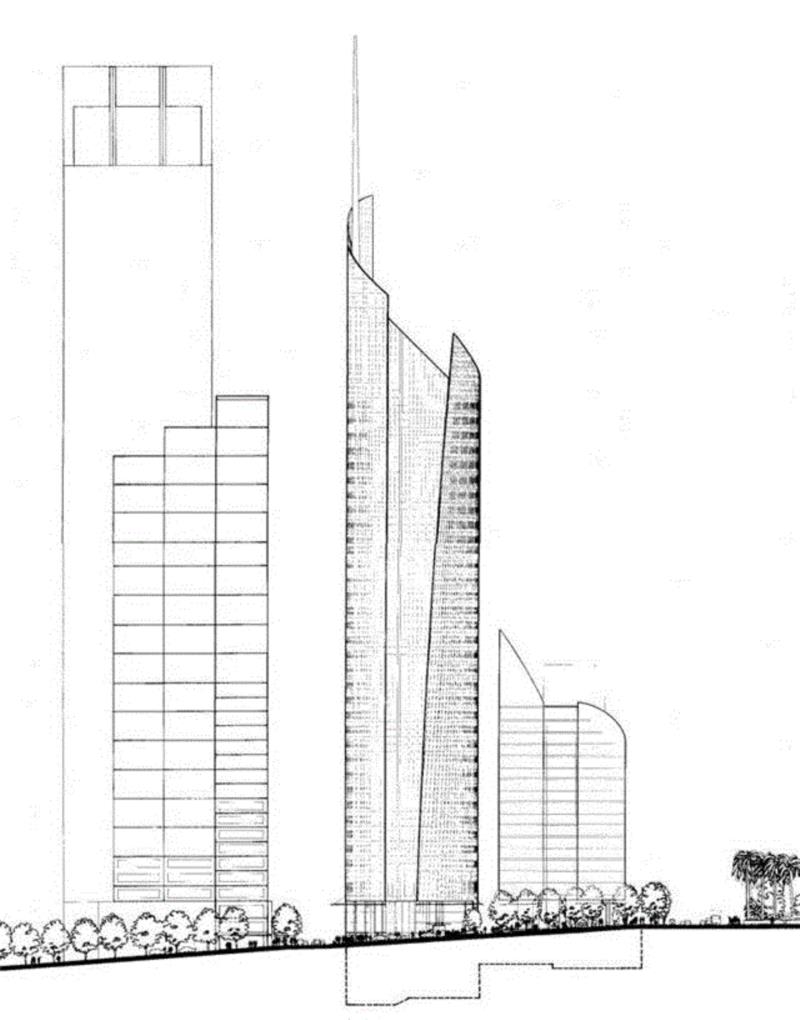 立面图,黑客帝国拍摄地：Aurora Place / 伦佐·皮亚诺建筑工作室,黑客,Aurora,Place,伦佐·皮亚诺建筑工作室,建筑,悉尼,Gollings,住宅,开发,Martin