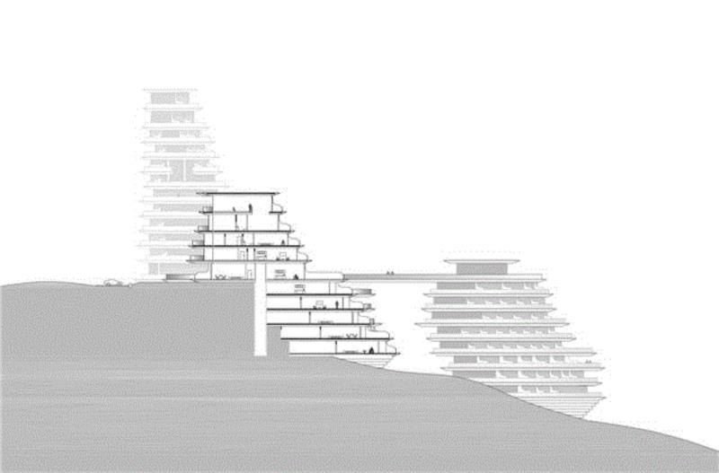剖面图,MAD 新作:黄山太平湖公寓,凌驾于自然之中的“建筑山峦”,建筑,公寓,黄山,MAD,新作,山峦,Ghinitoiu,Laurian,马岩松,太平