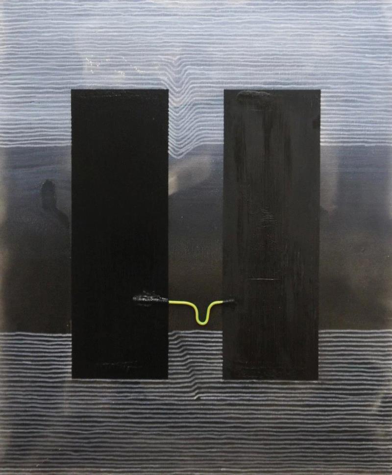 张锜玮，双子塔，布面综合材料，70x50cm，2017,【艺术展讯】“ 二度自然/干扰-张锜玮& Sabine Bachem 双个展”即将开幕,张锜玮,Bachem,展讯,萨宾,巴赫姆,油画,Sabine,迪特尔,斯特曼,Nov