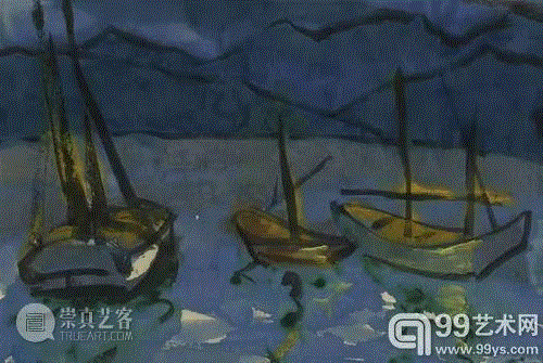 《空闲的帆船（Idle Sailing Boats）》（约1925年，水彩画）,德国表现主义代表：埃米尔·诺尔德,德国表现主义,埃米尔·诺尔德