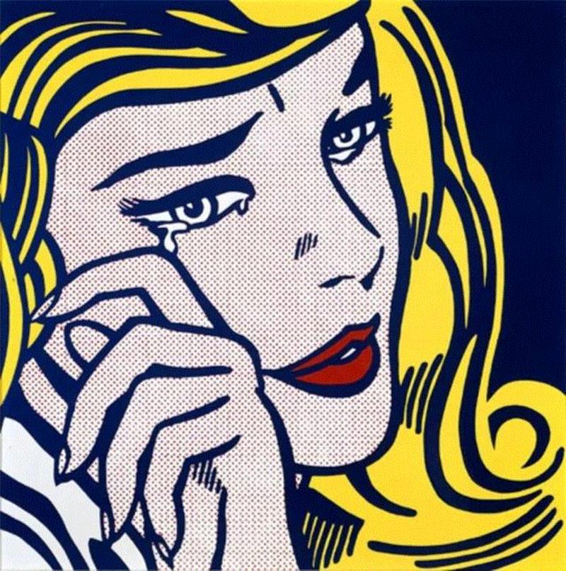 罗伊·利希滕斯坦《哭泣的女孩》，1964年,这位被《纽约时报》吐槽“美国最差劲的艺术家”，凭什么一幅画能卖到6.3亿？,纽约时报,利希滕斯坦,罗伊,波普艺术,绘画,高雅,女孩,教育,米奇,斯坦