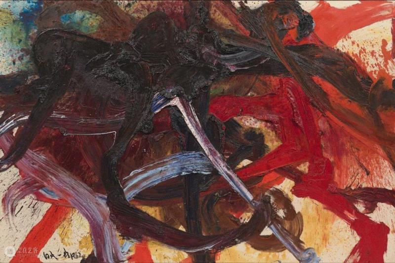 ▲白发一雄，《Tenkosei Kaosho》（1962年），图片来源：WikiArt,顶峰已过？还难说！谁在推动白发一雄及具体派的市场浮沉 ,台北国际艺术博览会,艺术市场,具体派,白发一雄,1028217
