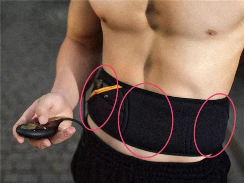 图中圈出部位，贴紧皮肤那一面，有三块凝胶垫,躺了半个月，竟然躺出了性感腹肌,腹肌,肌肉,腹部,腰带,蓝彤,腹带,马甲,电流,强度,锻炼