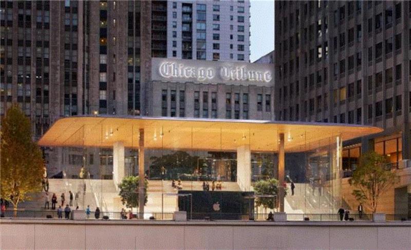 图片来自 Apple,芝加哥苹果店盛大开幕，福斯特 “MacBook 屋顶”带来多少惊喜？,芝加哥,苹果,福斯特,屋顶,MacBook,苹果公司,Young,Lynch,广场,平面图