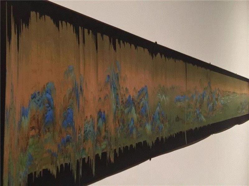 千里江山图（The Vast Land）印刷版，在扬州展览现场,曹雨西的“千里江山故障图”提醒我们今年的雾霾还在路上,曹雨西,雾霾,故障,在路上,千里江山,千里江山图,扬州,北宋,Land,精细