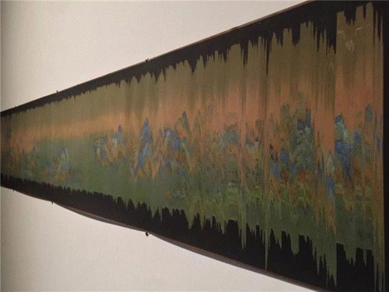 千里江山图（The Vast Land）印刷版，在扬州展览现场,曹雨西的“千里江山故障图”提醒我们今年的雾霾还在路上,曹雨西,雾霾,故障,在路上,千里江山,千里江山图,扬州,北宋,Land,精细