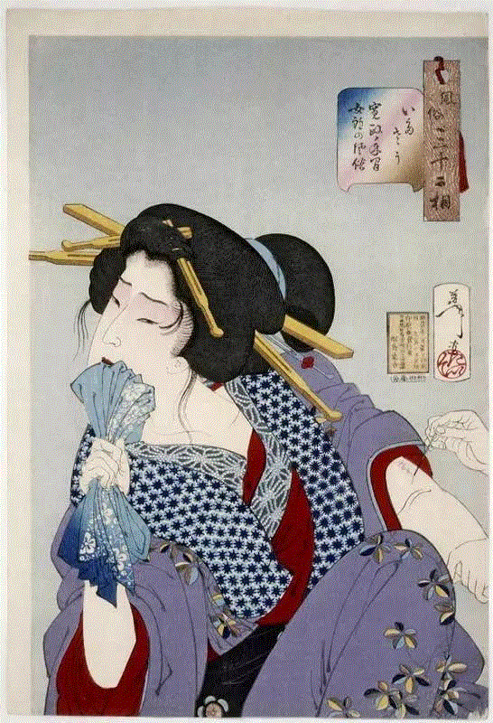 △1888年的这张浮世绘表现的就是一位女子在把她恋人的名字刺在手臂上。,@RT U | 要我说，真的找不到比浮世绘更适合纹身的艺术了,纹身,浮世绘,@RT,日本,国芳,江户,叶锦添,美术馆,江户时代,水浒传