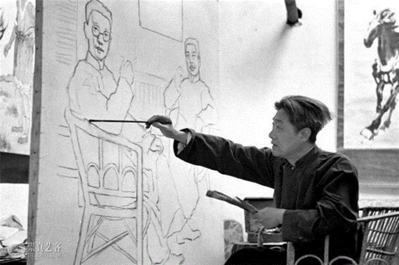 ▲ 这是徐悲鸿在创作“鲁迅与瞿秋白”。,他是中国国宝级画师，流过浪，寻过死，却凭一匹马征服世界，还画画骂过蒋介石,画画,蒋介石,国宝级,画师,徐悲鸿,傲骨,巴黎,徐寿康,傲气,父亲