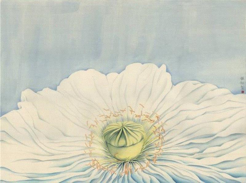 《思》81.6cmx109cm 绢本设色 2014,【因赛艺术】杨雁翎:当我的身心全都交付给笔尖,身心,笔尖,绢本设色,香港,画展,纸本,画画,山东,二等奖,亚洲当代艺术展