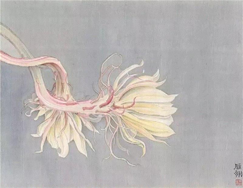 《皎》41.5cmx32cm 绢本设色 2015,【因赛艺术】杨雁翎:当我的身心全都交付给笔尖,身心,笔尖,绢本设色,香港,画展,纸本,画画,山东,二等奖,亚洲当代艺术展