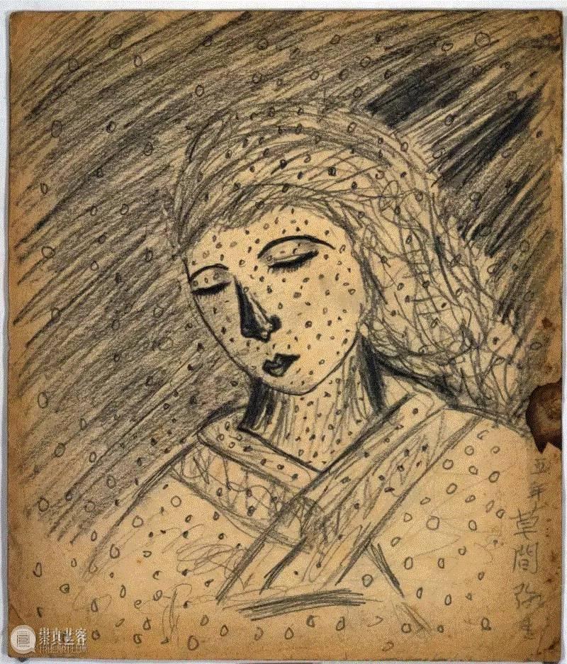 草间弥生10岁时画的母亲肖像，画面中充满了小圆点,草间弥生：每个圆点中 簇放一生,乔治亚·欧姬芙,女性艺术家,圆点,草间弥生