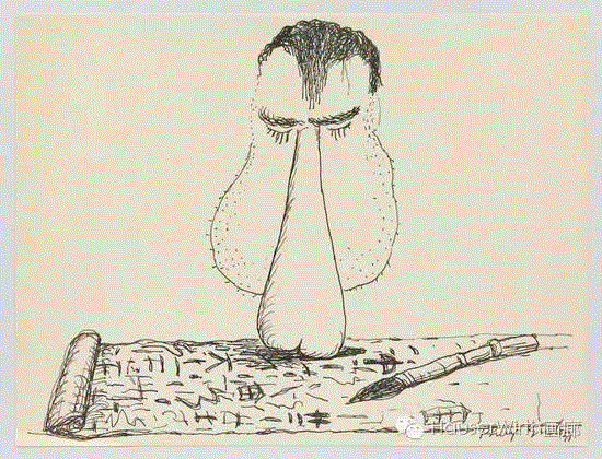 ▲ 菲利普·加斯顿，《无题》（Untitled）, 1971，墨水 纸。摄影：Genevi