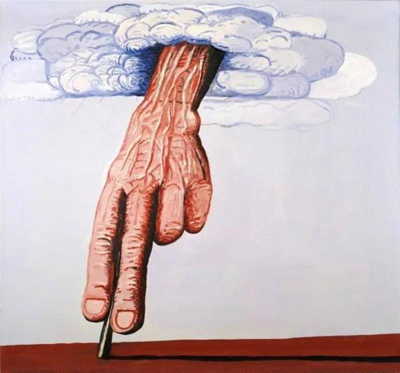 ▲ 菲利普·加斯顿，《线条》（The Line），1978，布面 油画，180.34 x 186.0