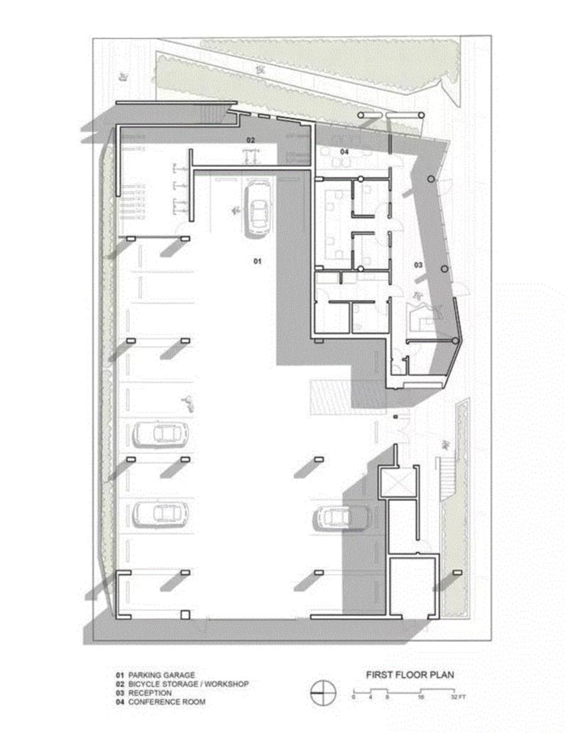 二层平面图,被掏空的公寓：The SIX / Brooks + Scarpa Architects,SIX,公寓,Brooks,Scarpa,Architects,平面图,Wucjik,建筑,ArchDaily,人口