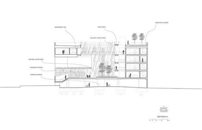 平面图,被掏空的公寓：The SIX / Brooks + Scarpa Architects,SIX,公寓,Brooks,Scarpa,Architects,平面图,Wucjik,建筑,ArchDaily,人口