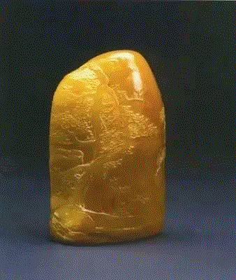 寿山田黄冻，近代（林清卿刻“虎溪三笑”薄意），上海博物馆藏,【双语印章史】石质印材的品类与赏鉴（二）,印章,石质,品类,寿山,Shoushan,Museum,seal,寿山石,矿区,上海博物馆