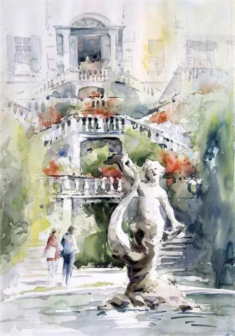 水彩画、意境美 | 意大利画家Giuliano Boscaini作品,意大利画家,Giuliano,Boscaini,水彩画,意境美,琅沐创意年代,意大利,图尔特,城市风景,肖像画