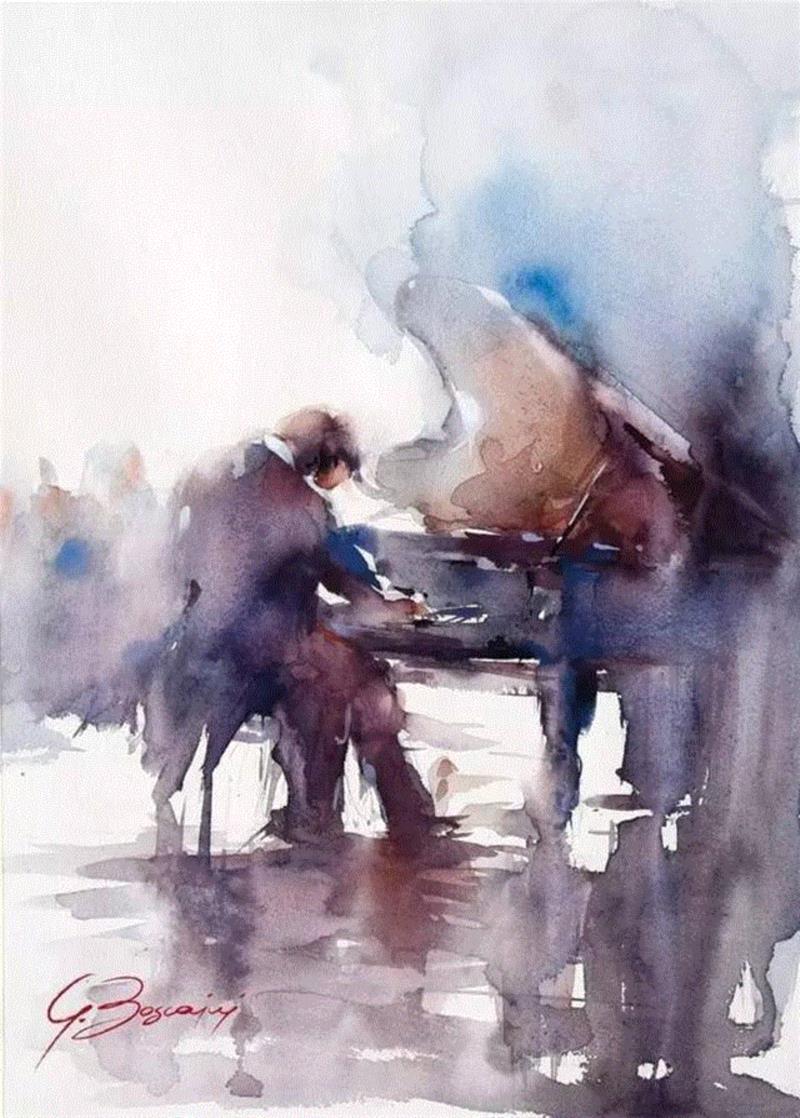 水彩画、意境美 | 意大利画家Giuliano Boscaini作品,意大利画家,Giuliano,Boscaini,水彩画,意境美,琅沐创意年代,意大利,图尔特,城市风景,肖像画