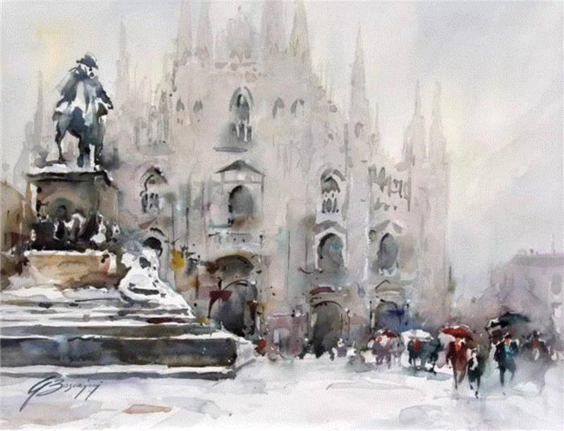 水彩画、意境美 | 意大利画家Giuliano Boscaini作品,意大利画家,Giuliano,Boscaini,水彩画,意境美,琅沐创意年代,意大利,图尔特,城市风景,肖像画