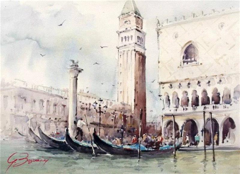水彩画、意境美 | 意大利画家Giuliano Boscaini作品,意大利画家,Giuliano,Boscaini,水彩画,意境美,琅沐创意年代,意大利,图尔特,城市风景,肖像画