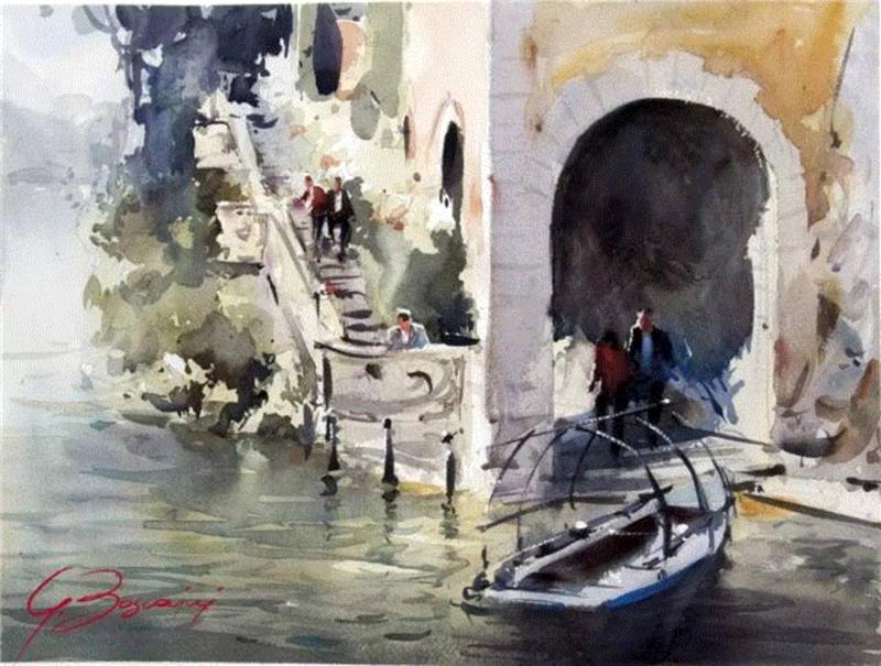 水彩画、意境美 | 意大利画家Giuliano Boscaini作品,意大利画家,Giuliano,Boscaini,水彩画,意境美,琅沐创意年代,意大利,图尔特,城市风景,肖像画