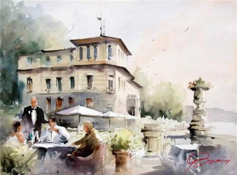 水彩画、意境美 | 意大利画家Giuliano Boscaini作品,意大利画家,Giuliano,Boscaini,水彩画,意境美,琅沐创意年代,意大利,图尔特,城市风景,肖像画