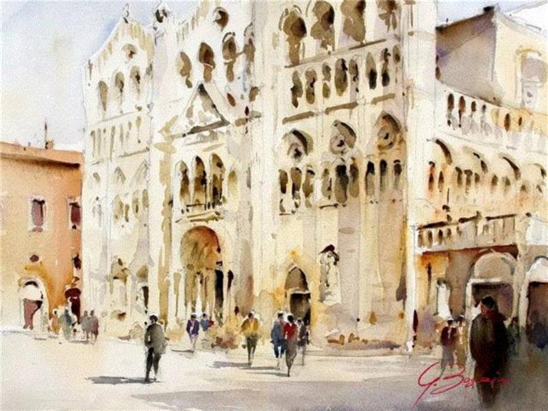 水彩画、意境美 | 意大利画家Giuliano Boscaini作品,意大利画家,Giuliano,Boscaini,水彩画,意境美,琅沐创意年代,意大利,图尔特,城市风景,肖像画