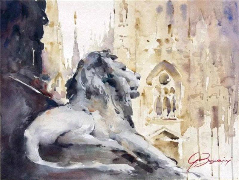 水彩画、意境美 | 意大利画家Giuliano Boscaini作品,意大利画家,Giuliano,Boscaini,水彩画,意境美,琅沐创意年代,意大利,图尔特,城市风景,肖像画