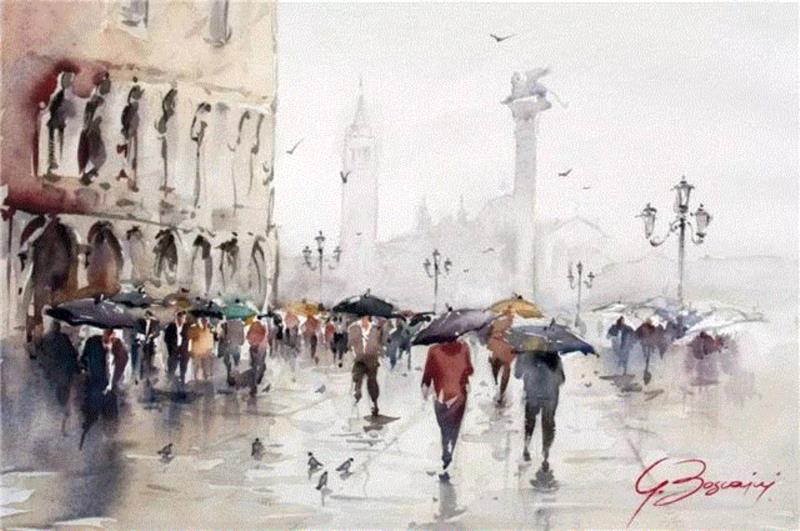 水彩画、意境美 | 意大利画家Giuliano Boscaini作品,意大利画家,Giuliano,Boscaini,水彩画,意境美,琅沐创意年代,意大利,图尔特,城市风景,肖像画