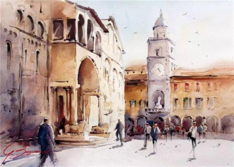 水彩画、意境美 | 意大利画家Giuliano Boscaini作品,意大利画家,Giuliano,Boscaini,水彩画,意境美,琅沐创意年代,意大利,图尔特,城市风景,肖像画