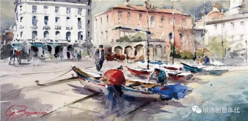水彩画、意境美 | 意大利画家Giuliano Boscaini作品,意大利画家,Giuliano,Boscaini,水彩画,意境美,琅沐创意年代,意大利,图尔特,城市风景,肖像画