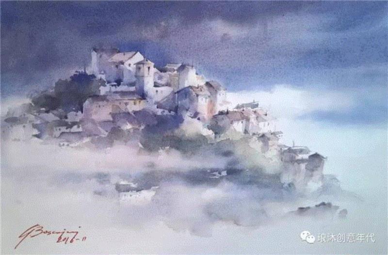 水彩画、意境美 | 意大利画家Giuliano Boscaini作品,意大利画家,Giuliano,Boscaini,水彩画,意境美,琅沐创意年代,意大利,图尔特,城市风景,肖像画