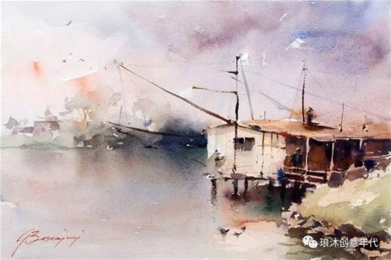 水彩画、意境美 | 意大利画家Giuliano Boscaini作品,意大利画家,Giuliano,Boscaini,水彩画,意境美,琅沐创意年代,意大利,图尔特,城市风景,肖像画