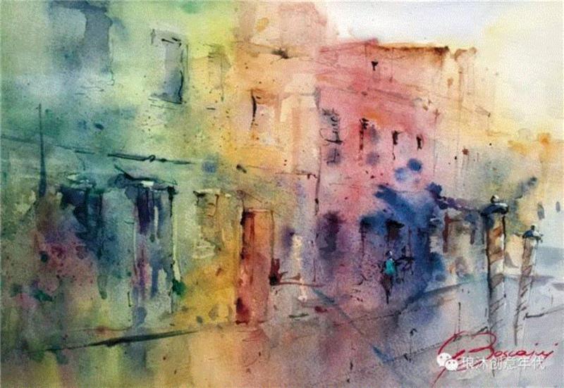 水彩画、意境美 | 意大利画家Giuliano Boscaini作品,意大利画家,Giuliano,Boscaini,水彩画,意境美,琅沐创意年代,意大利,图尔特,城市风景,肖像画