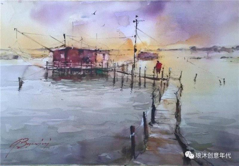 水彩画、意境美 | 意大利画家Giuliano Boscaini作品,意大利画家,Giuliano,Boscaini,水彩画,意境美,琅沐创意年代,意大利,图尔特,城市风景,肖像画