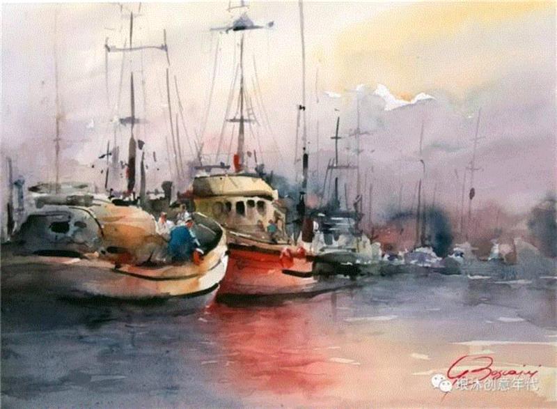 水彩画、意境美 | 意大利画家Giuliano Boscaini作品,意大利画家,Giuliano,Boscaini,水彩画,意境美,琅沐创意年代,意大利,图尔特,城市风景,肖像画