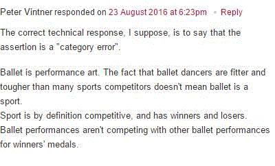 论一论：你觉得芭蕾是一项体育运动吗？舞者算是运动员吗？