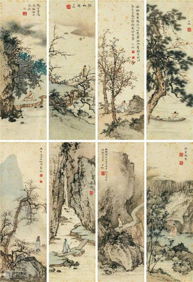 【春拍预览】《泉石怡情》：陈少梅的山水人物八屏