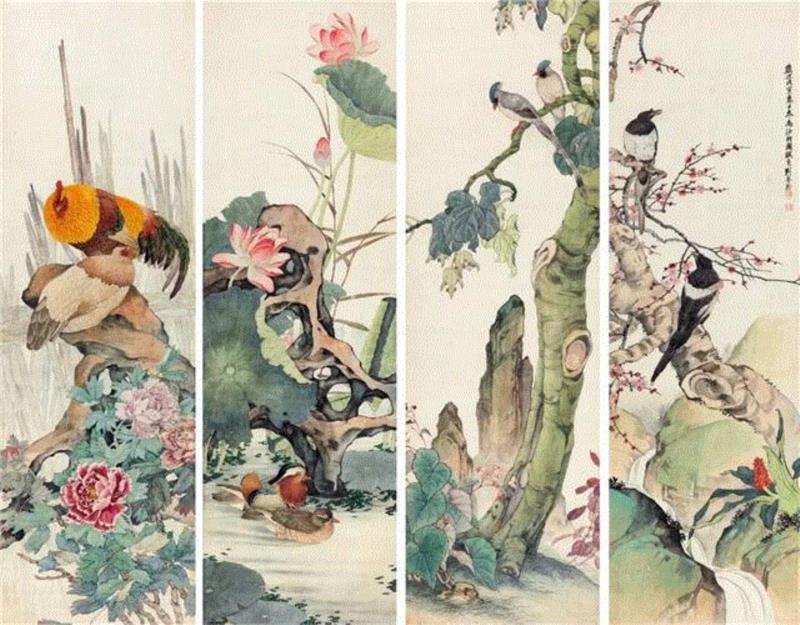 【春拍预览】生机盎然四时景:刘奎龄《花鸟四屏》