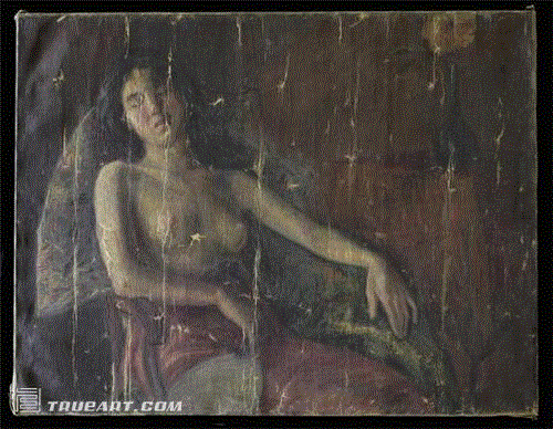 《半裸女像》 李叔同 约1909年作91cm×116.5cm 油画  中央美术学院美术馆藏