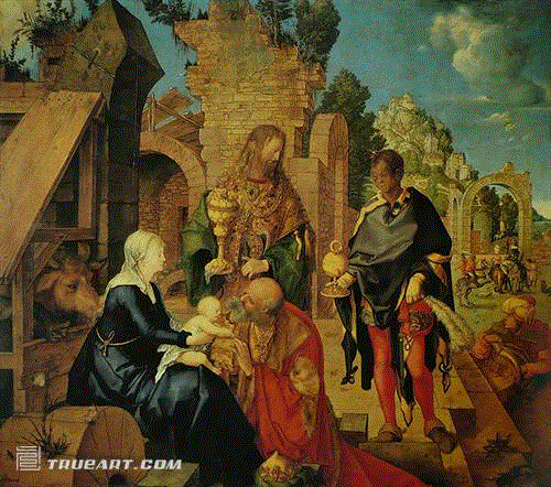 阿尔布雷特·丢勒（Albrecht-Durer）《朝圣者来访》The-Adoration-Of-The-Mag.jpg