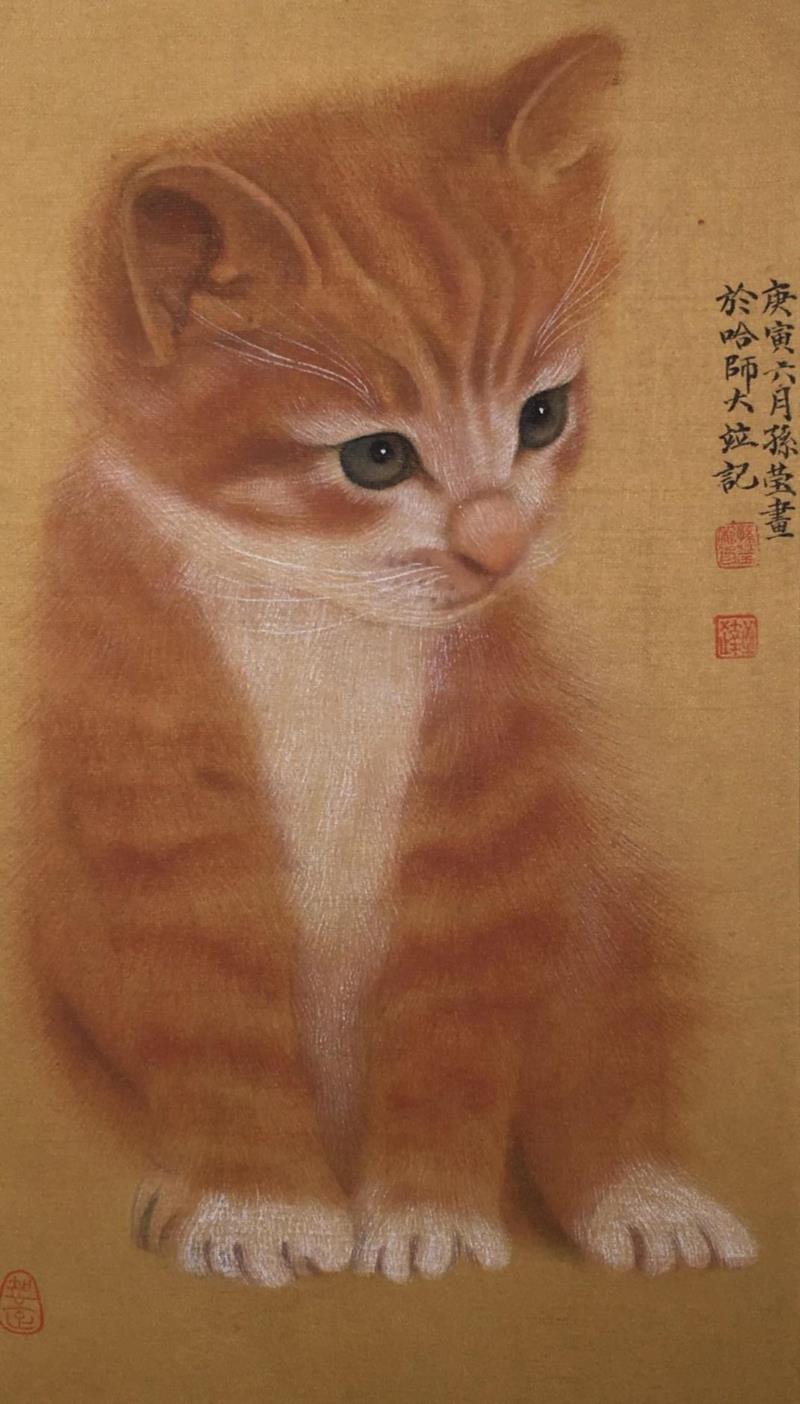 孙莹莹，猫，16X26cm，纸本水墨,美博艺术中心 | M.ART艺术家“青”展沙龙艺术家推介,美博艺术中心,沙龙,简介,青年,纸本,水墨,孙莹莹,王大陆,刘勤,美展