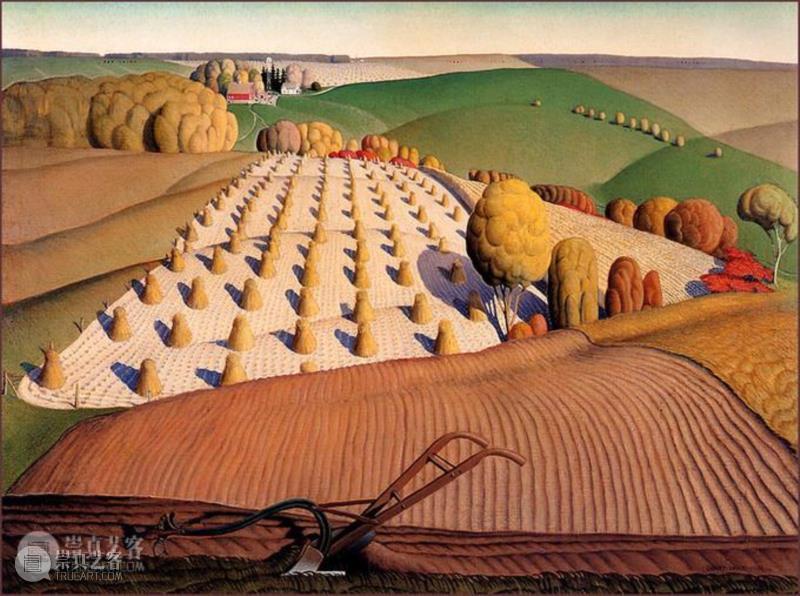 格兰特·伍德，秋耕（Fall Plowing）, 1931,‘美版闰土’何以成为美国文化象征,现实主义,绘画,格兰特·伍德,地方主义,美国乡村画家,GrantWood