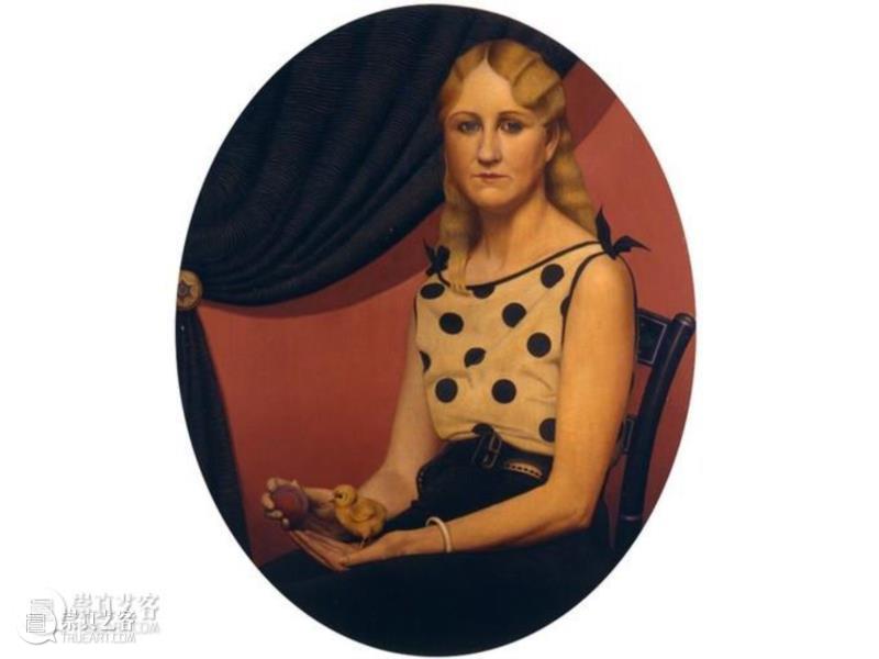 格兰特·伍德为妹妹Nan Wood Graham绘制的肖像画，1933,‘美版闰土’何以成为美国文化象征,现实主义,绘画,格兰特·伍德,地方主义,美国乡村画家,GrantWood