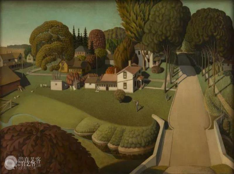 　格兰特·伍德，《赫伯特·胡佛的出生地》，1931 Figge Art Museum,‘美版闰土’何以成为美国文化象征,现实主义,绘画,格兰特·伍德,地方主义,美国乡村画家,GrantWood